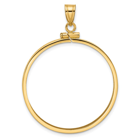 Isle of Man 1 oz Gold Noble £5 Coin Series 2 Coin Bezel Pendant Prong Set Reeded Edge in 14k Yellow Gold