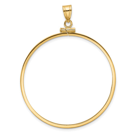 39.5 mm Coin Bezel Pendant Reeded Border Prong Set in 10k Yellow Gold