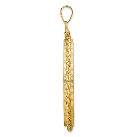 14k Yellow Gold coin bezel for Isle of Man 1 Crown Cat — alternate view