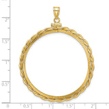 39.5 mm Coin Bezel Pendant Diamond-Cut Braided Rope Twist Screw Top in 14k Yellow Gold