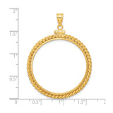 Australian 1 oz Platinum Koala $100 Coin Bezel Pendant Screw Top Braided Rope Twist in 14k Yellow Gold