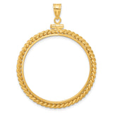 Australian 1 oz Platinum Koala $100 Coin Bezel Pendant Screw Top Braided Rope Twist in 14k Yellow Gold