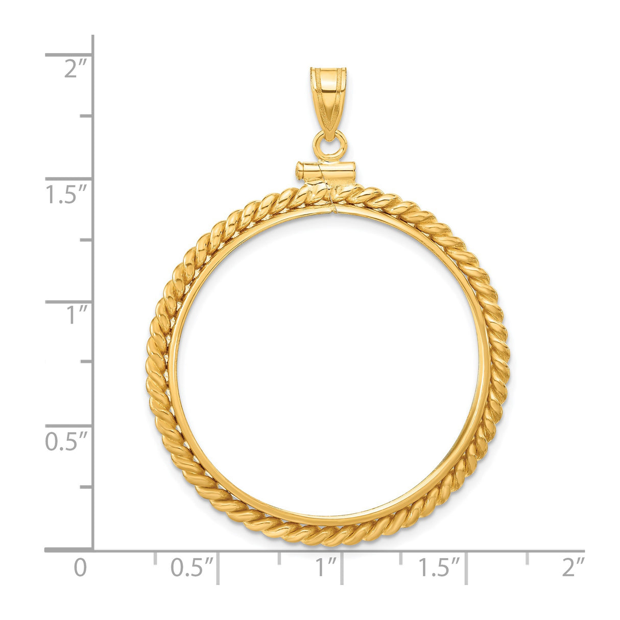 Isle of Man 1 oz Gold Angel £5 Coin Series 1 Coin Bezel Pendant Screw Top Braided Rope Twist in 14k Yellow Gold
