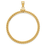 39.5 mm Coin Bezel Pendant Braided Rope Twist Screw Top in 14k Yellow Gold