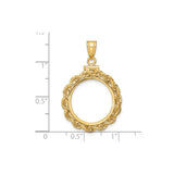 Isle of Man 1/10 oz Gold Cat Coin Bezel Pendant Screw Top Knotted Rope in 14k Yellow Gold