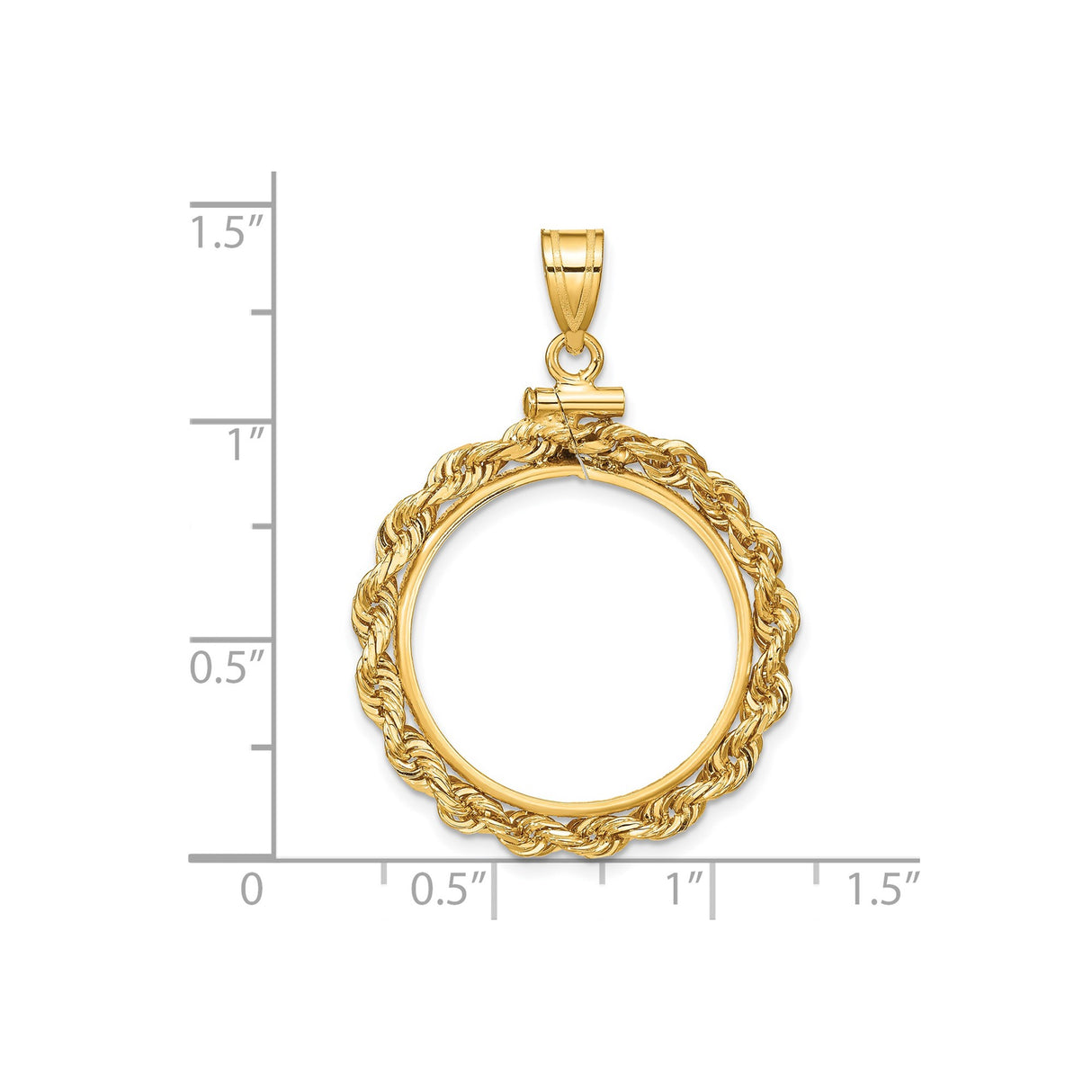 Australian 1/4 oz Gold Kangaroo $25 Coin Bezel Pendant Screw Top Knotted Rope in 14k Yellow Gold