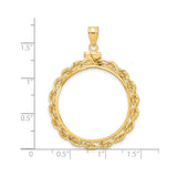 US 1/2 oz Platinum American Eagle $50 Coin Bezel Pendant Screw Top Knotted Rope in 14k Yellow Gold