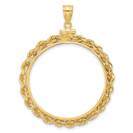 Isle of Man 1/2 oz Gold Cat Coin Bezel Pendant Screw Top Knotted Rope in 14k Yellow Gold