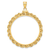 Australian 1 oz Platinum Koala $100 Coin Bezel Pendant Screw Top Knotted Rope in 14k Yellow Gold