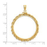 Isle of Man 1 oz Gold Noble £5 Coin Series 3 Coin Bezel Pendant Screw Top Knotted Rope in 14k Yellow Gold