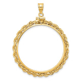 Australian 1 oz Gold Kangaroo $100 Coin Series 2 Coin Bezel Pendant Screw Top Knotted Rope in 14k Yellow Gold