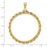 39.5 mm Coin Bezel Pendant Knotted Rope Screw Top in 14k Yellow Gold