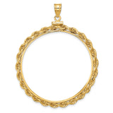 39.5 mm Coin Bezel Pendant Knotted Rope Screw Top in 14k Yellow Gold
