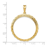 Isle of Man 1 oz Gold Noble £5 Coin Series 3 Coin Bezel Pendant Prong Set Textured Braided Rope in 14k Yellow Gold