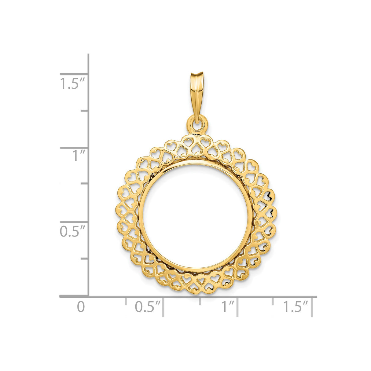 Australian 1/4 oz Gold Kangaroo $25 Coin Bezel Pendant Prong Set Filigree Hearts in 14k Yellow Gold
