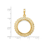 Australian 1/4 oz Gold Kangaroo $25 Coin Bezel Pendant Prong Set Filigree Hearts in 14k Yellow Gold