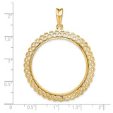 Australian 1 oz Gold Lunar $100 Coin Series 3 Coin Bezel Pendant Prong Set Filigree Hearts in 14k Yellow Gold