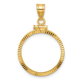 Australian 1/4 oz Gold Kangaroo $25 Coin Bezel Pendant Screw Top Diamond-Cut in 14k Yellow Gold