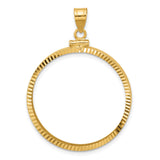 Isle of Man 1/2 oz Gold Cat Coin Bezel Pendant Prong Set Diamond-Cut Reeded Edge in 14k Yellow Gold