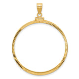 Austria 1 oz Gold Philharmonic €100 Coin Bezel Pendant Prong Set Diamond-Cut Reeded Border
