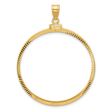 Austria 1 oz Gold Philharmonic €100 Coin Bezel Pendant Prong Set Diamond-Cut Reeded Edge