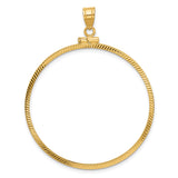 39.5 mm Coin Bezel Pendant Diamond-Cut Reeded Border Prong Set in 10k Yellow Gold