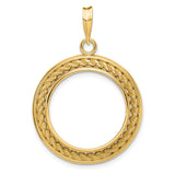 Australian 1/4 oz Gold Kangaroo $25 Coin Bezel Pendant Prong Set Rope Frame in 14k Yellow Gold