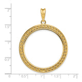 Australian 1 oz Platinum Koala $100 Coin Bezel Pendant Prong Set Rope Frame in 14k Yellow Gold