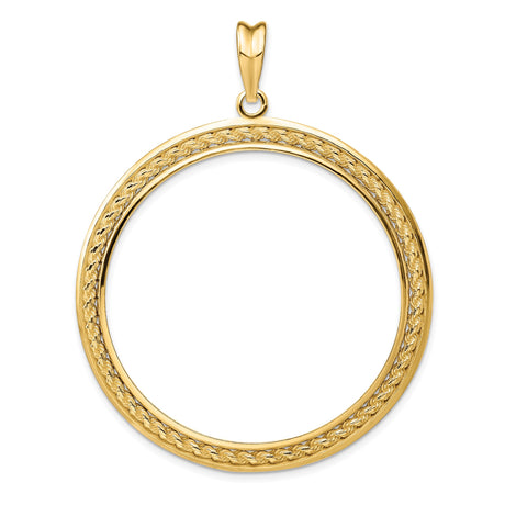 39.5 mm Coin Bezel Pendant Rope Frame Prong Set in 14k Yellow Gold