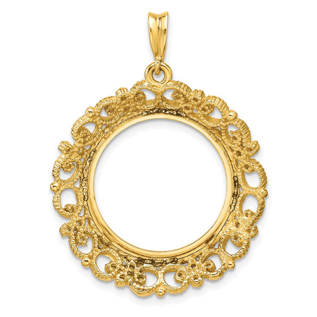 19.5 mm 14k Yellow Gold coin bezel pendant — additional image
