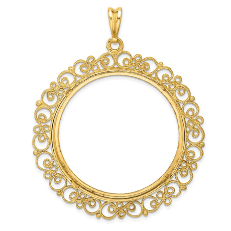 37 mm 14k Yellow Gold coin bezel pendant — additional image