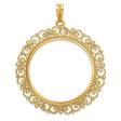 Mexican 50 Pesos Gold Centenario Coin Bezel Pendant Prong Set Diamond-Cut Filigree Victorian