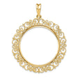 Australian 1 oz Gold Nugget $100 Coin Bezel Pendant Prong Set Fancy Filigree Victorian in 14k Yellow Gold