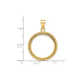 Australian 1/4 oz Gold Kangaroo $25 Coin Bezel Pendant Prong Set Knotted Rope in 14k Yellow Gold