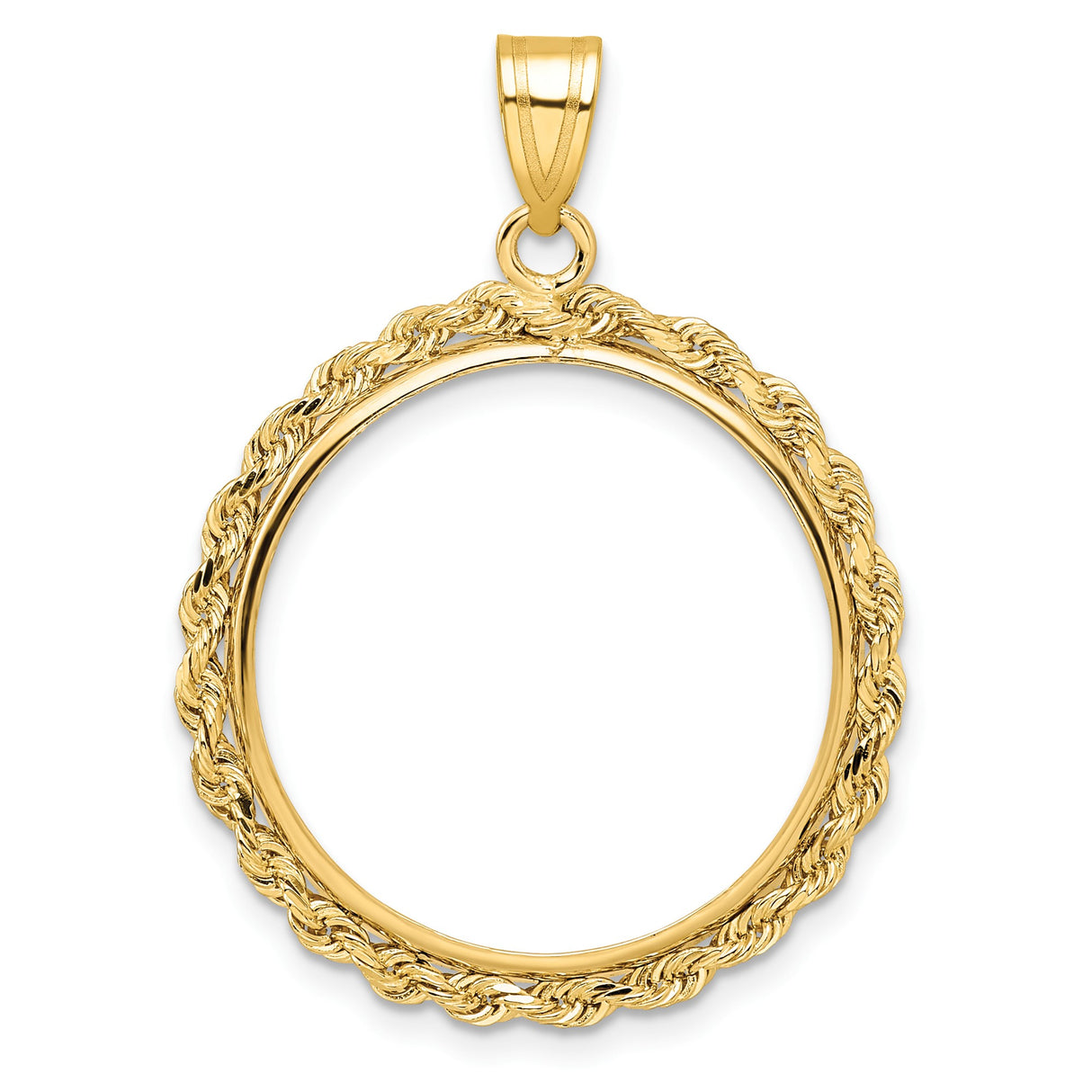 US 1/4 oz Platinum American Eagle $25 Coin Bezel Pendant Prong Set Knotted Rope in 14k Yellow Gold