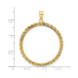 Australian 1 oz Platinum Koala $100 Coin Bezel Pendant Prong Set Knotted Rope in 14k Yellow Gold