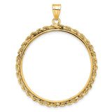 Australian 1 oz Platinum Koala $100 Coin Bezel Pendant Prong Set Knotted Rope in 14k Yellow Gold
