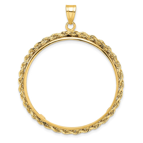 Australian 1 oz Gold Lunar $100 Coin Series 3 Coin Bezel Pendant Prong Set Knotted Rope in 10k Yellow Gold