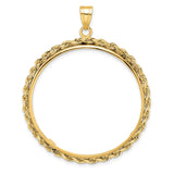 UK 1 oz Gold Britannia £100 Coin Series 3 Coin Bezel Pendant Prong Set Knotted Rope in 10k Yellow Gold