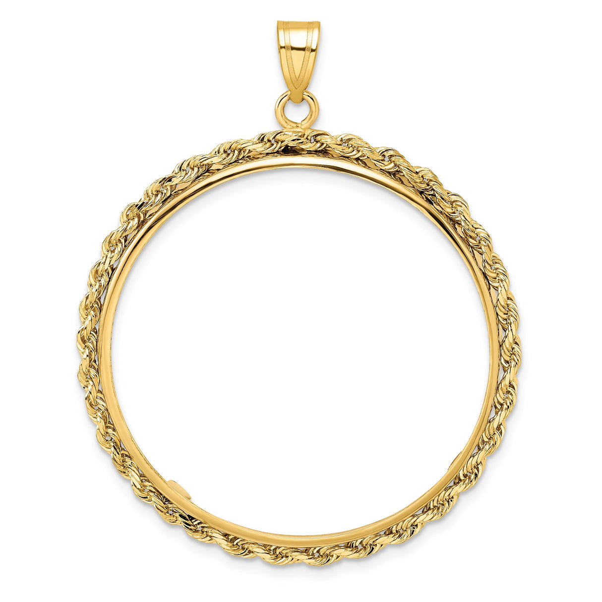 Isle of Man 1 oz Gold Cat 1 Crown Coin Bezel Pendant Prong Set Knotted Rope in 14k Yellow Gold