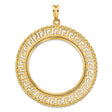 Mexican 50 Pesos Gold Centenario Coin Bezel Pendant Prong Set Diamond-Cut Greek Key Rope