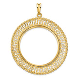 Austria 1 oz Silver Philharmonic €1.50 Coin Bezel Pendant Prong Set Diamond-Cut Greek Key Rope