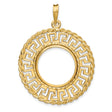 Isle of Man 1/10 oz Gold Cat Coin Bezel Pendant Prong Set Greek Key Rope in 14k Yellow Gold