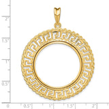 US 1/2 oz Platinum American Eagle $50 Coin Bezel Pendant Prong Set Greek Key Rope in 14k Yellow Gold