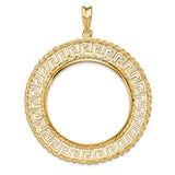 Isle of Man 1 oz Gold Noble £5 Coin Series 1 Coin Bezel Pendant Prong Set Greek Key Rope in 14k Yellow Gold