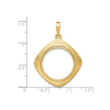 Australian 1/4 oz Gold Kangaroo $25 Coin Bezel Pendant Prong Set Textured Square Frame in 14k Yellow Gold
