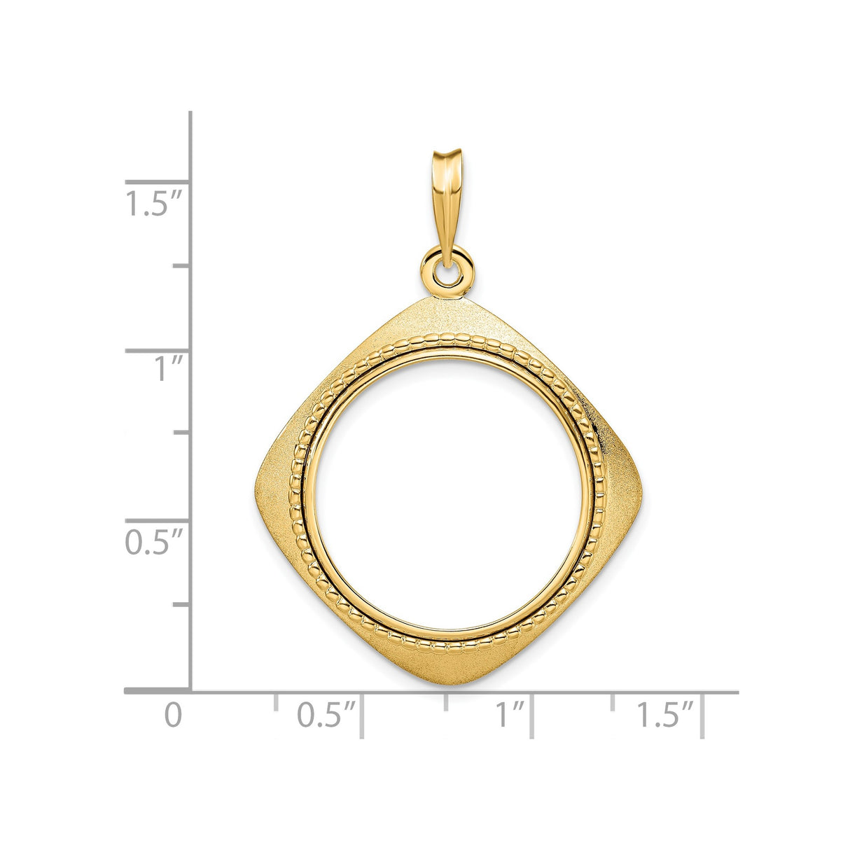 US 1/4 oz Platinum American Eagle $25 Coin Bezel Pendant Prong Set Textured Square Frame in 14k Yellow Gold