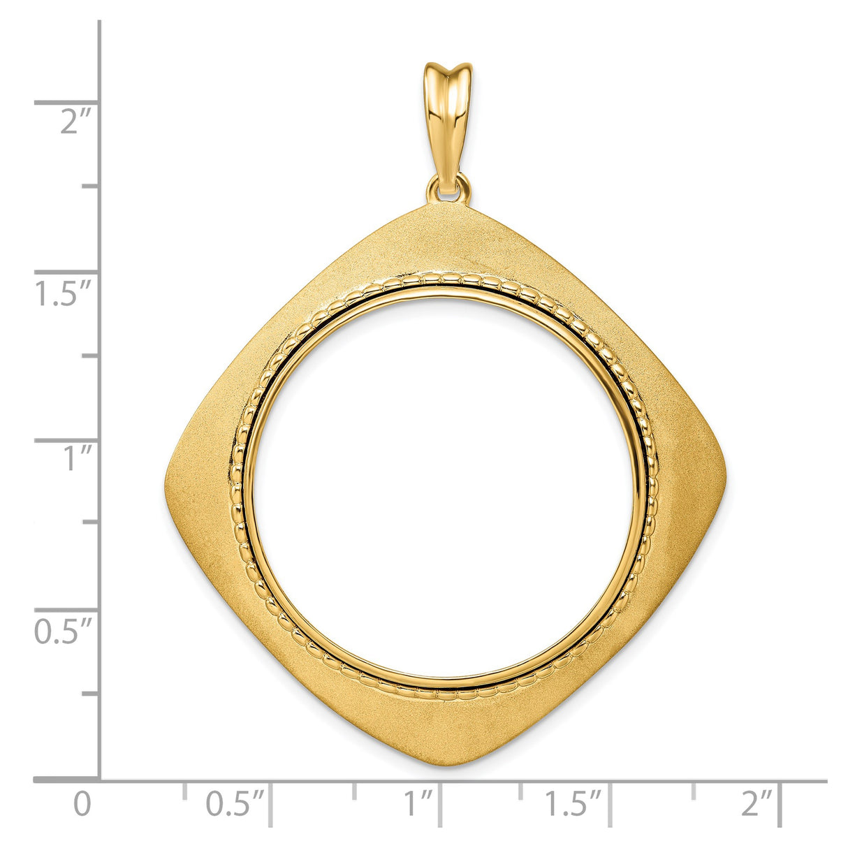 Isle of Man 1/2 oz Gold Cat Coin Bezel Pendant Prong Set Textured Square Frame in 14k Yellow Gold