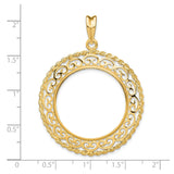 US 1/2 oz Platinum American Eagle $50 Coin Bezel Pendant Prong Set Rope and Scroll in 14k Yellow Gold