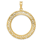 Isle of Man 1/2 oz Gold Cat Coin Bezel Pendant Prong Set Rope and Scroll in 14k Yellow Gold